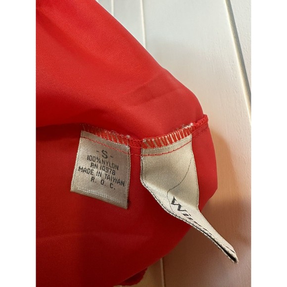 Vintage Windbreaker Windsuit SMALL Nylon 1/4 Zip Hoodie Pants Red White Stripe - Picture 13 of 13
